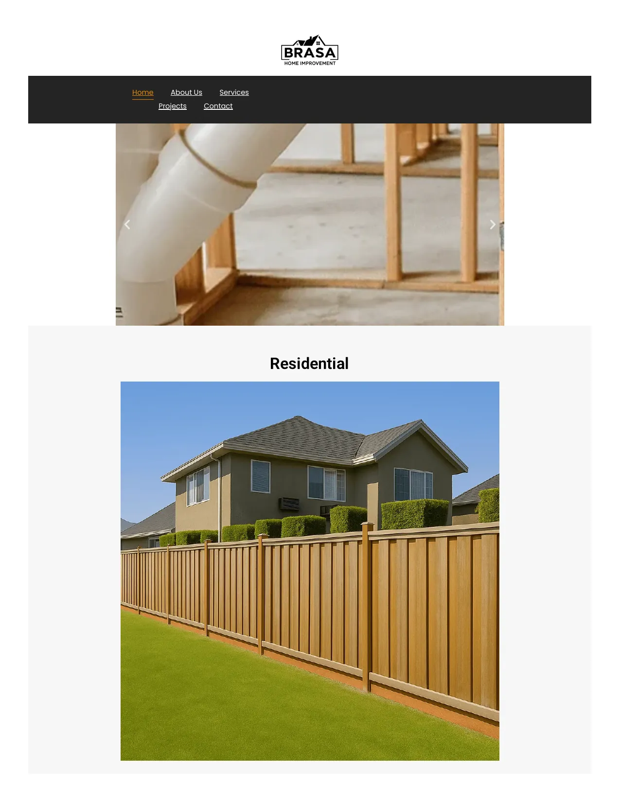 Captura da página inicial do site da Brasa Home Improvement